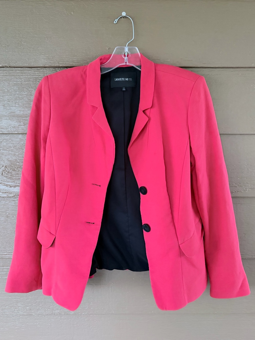 Lafayette 148 New York Deep Red Tailored Blazer w/Black Buttons -Sz 8